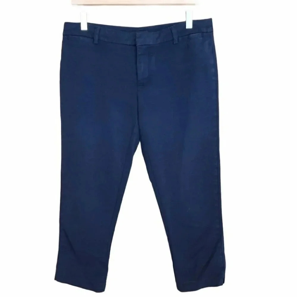 Tommy Hilfiger Pants 6 Navy Blue Cropped Chino Slim Fit Ankle Trousers